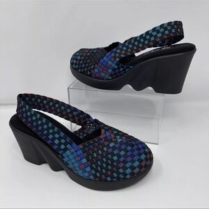 Womens ZEE alexis Black Wedge Slingback slip on Shoes sz 37 UK 6.5 US